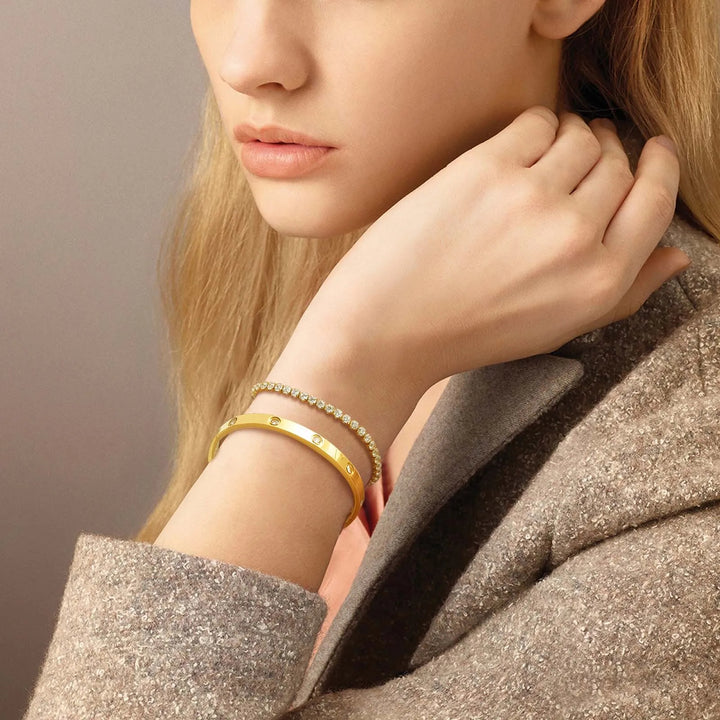 Tennis Chain Bracelet Cuff Set