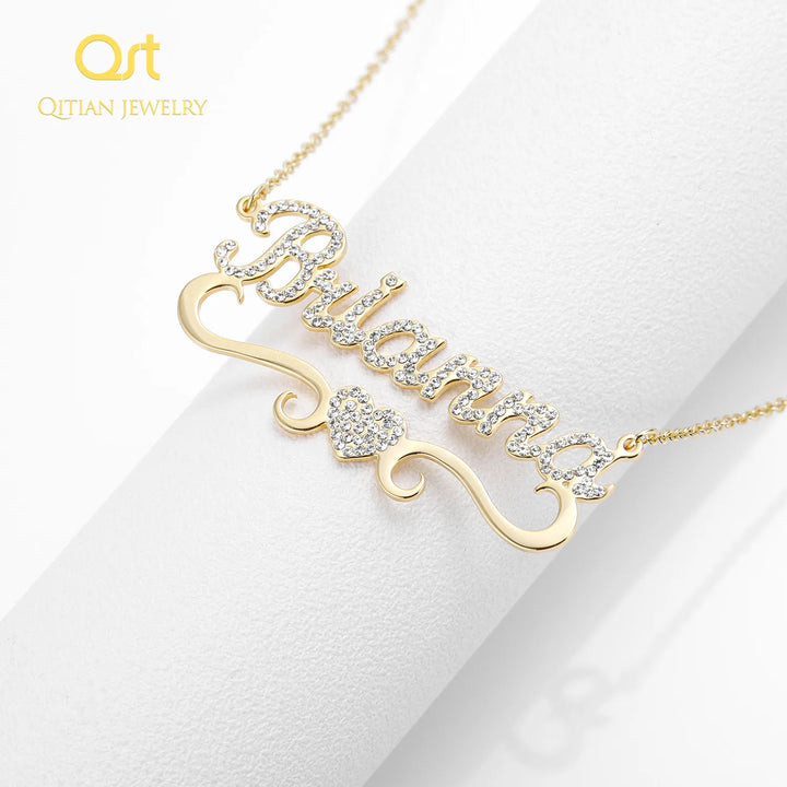 Frosted Heart Name Necklace