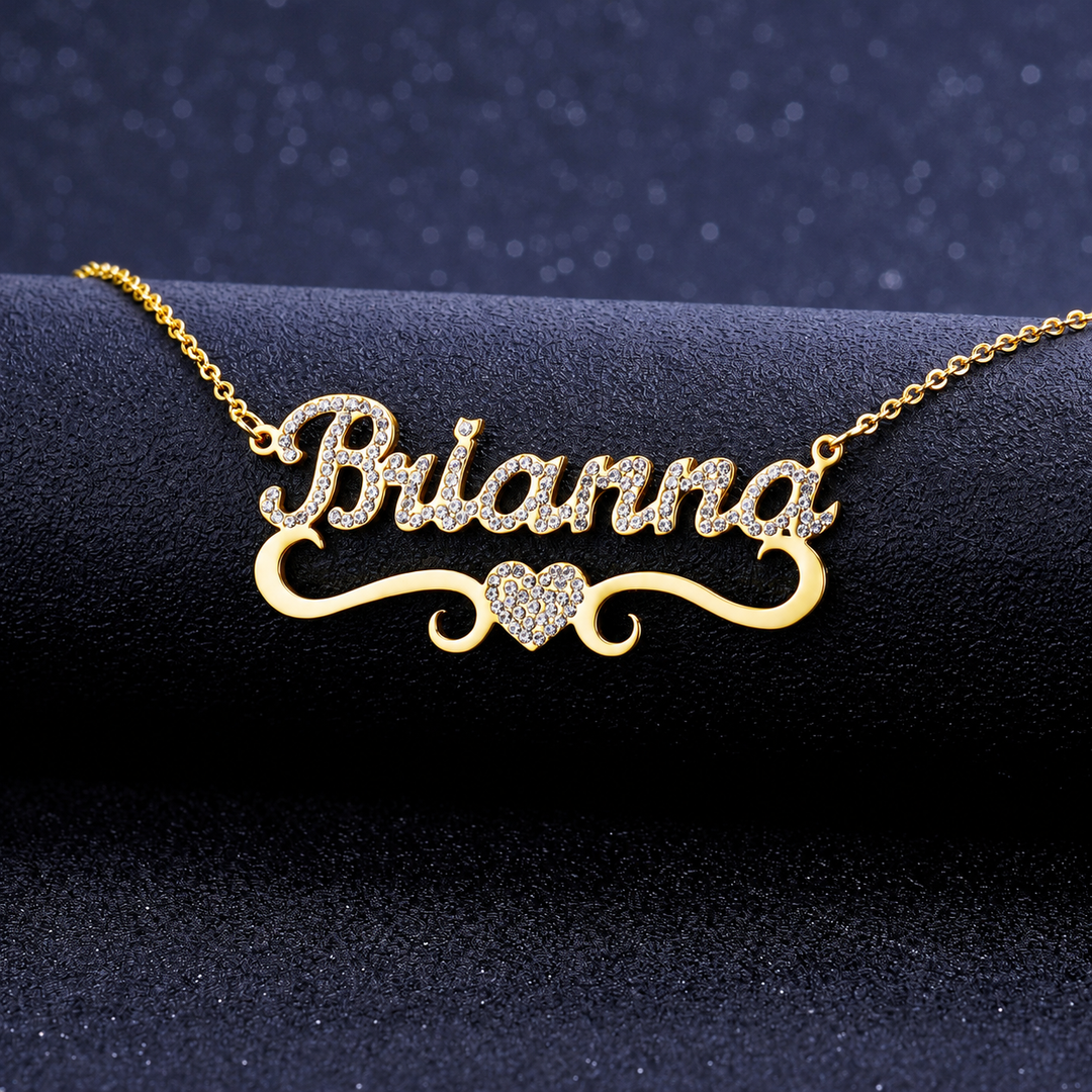 Frosted Heart Name Necklace