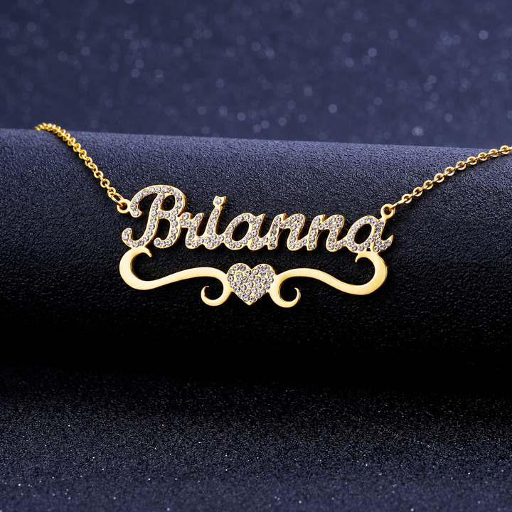 Frosted Heart Name Necklace