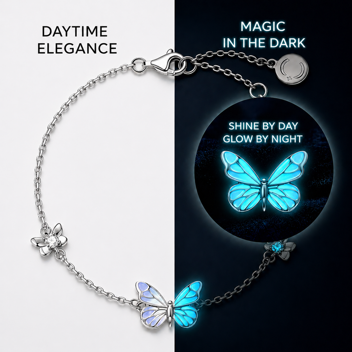 Luminous Butterfly Charm Necklace &amp; Bracelet Set