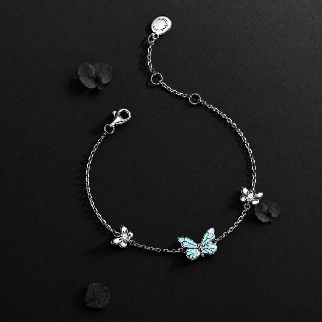 Luminous Butterfly Charm Necklace &amp; Bracelet Set