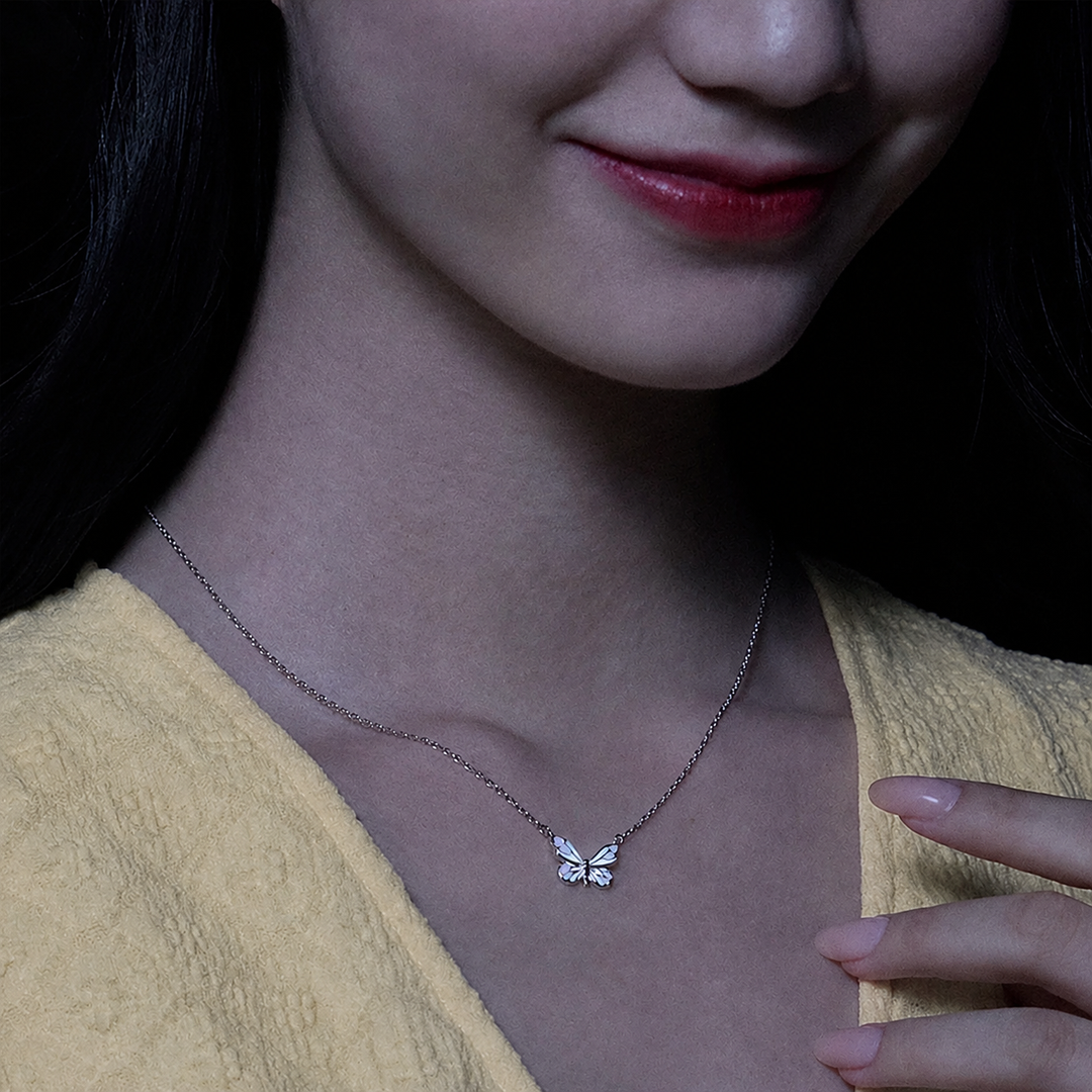 Luminous Butterfly Charm Necklace &amp; Bracelet Set