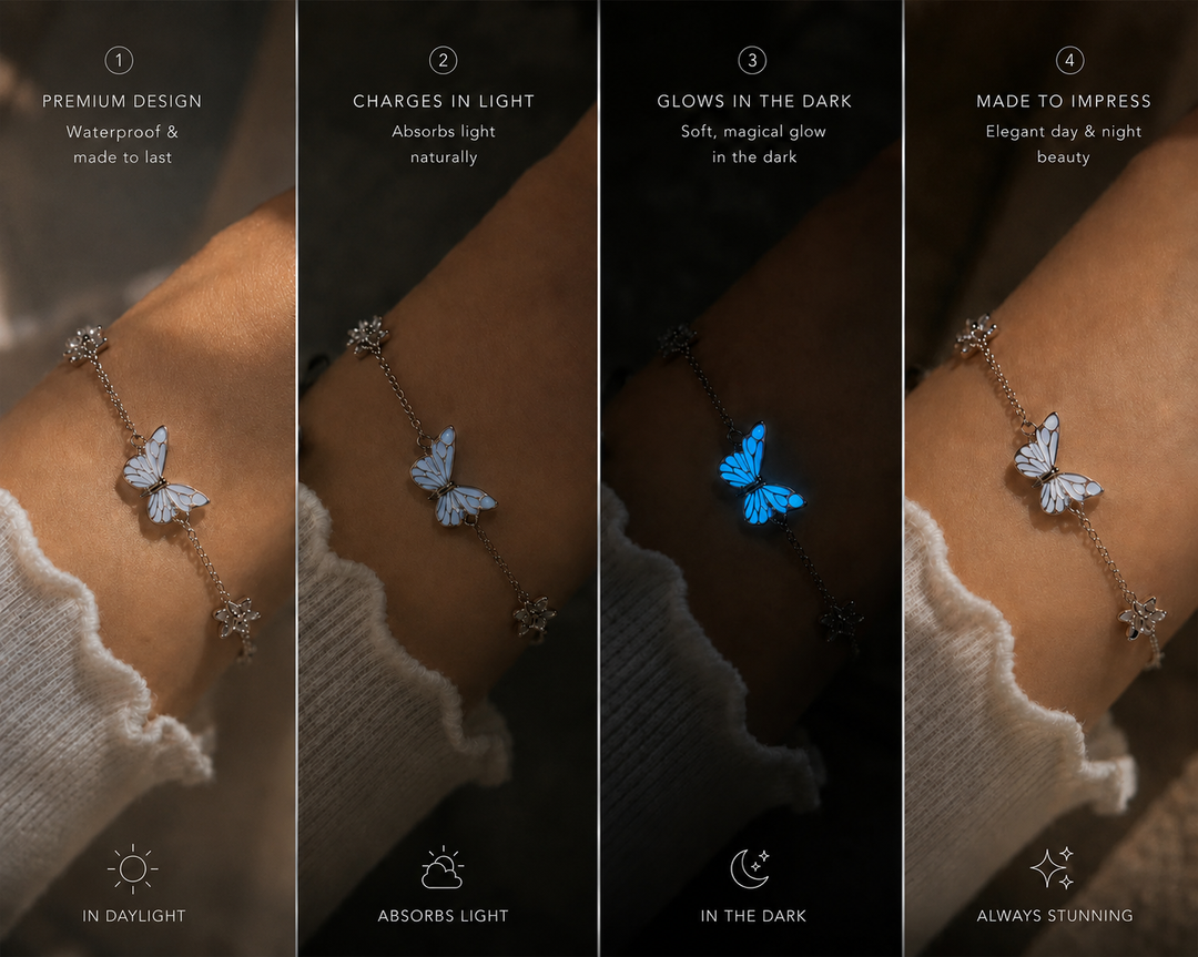 Luminous Butterfly Charm Necklace &amp; Bracelet Set