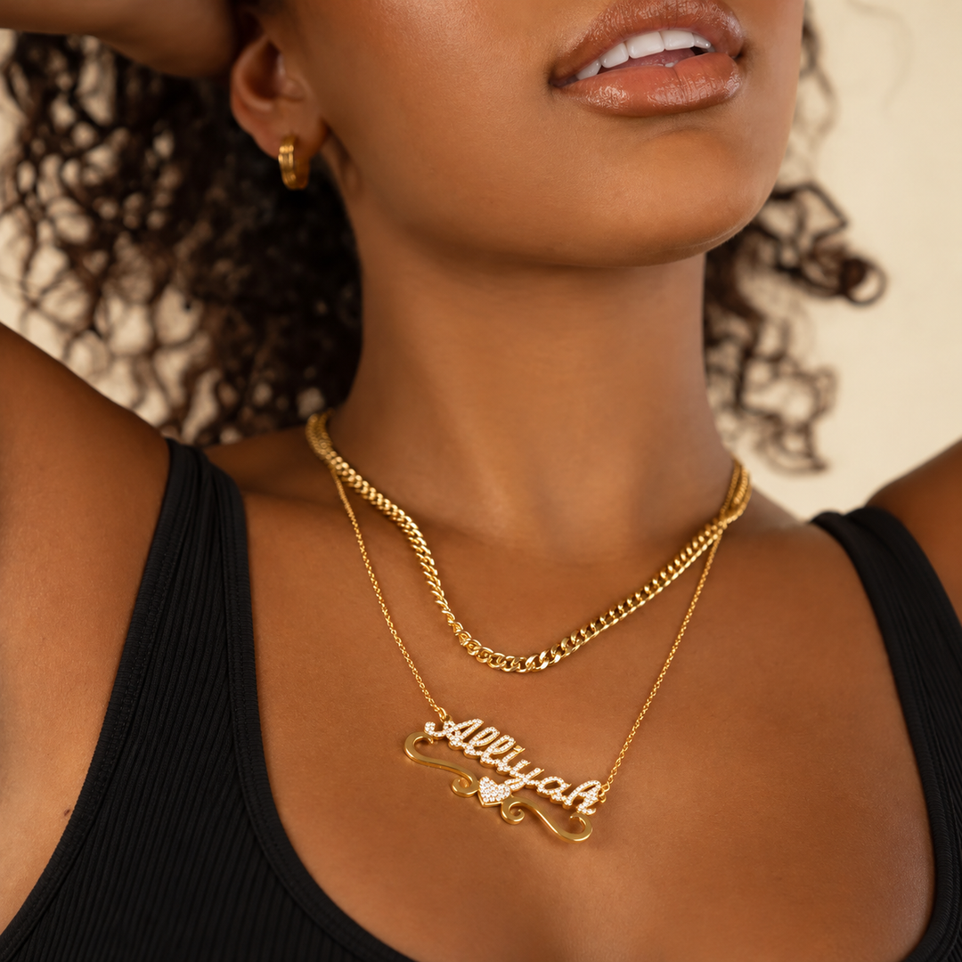 Frosted Heart Name Necklace