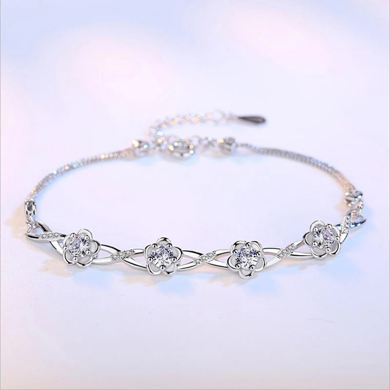 Crystal Floral Infinity Bracelet