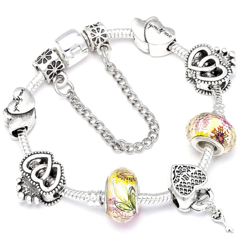 Heart Key Charm Bracelet'