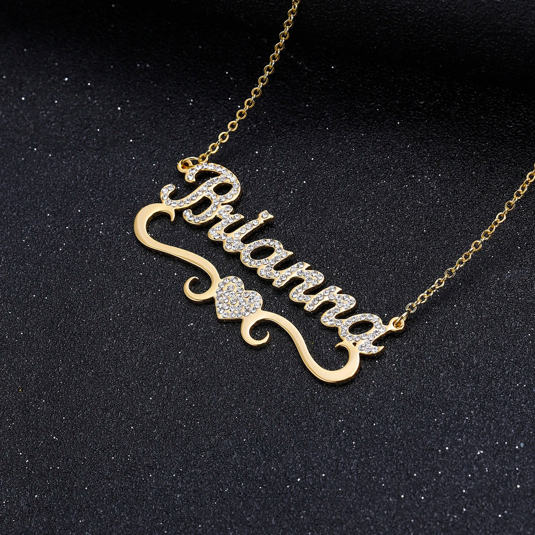 Frosted Heart Name Necklace