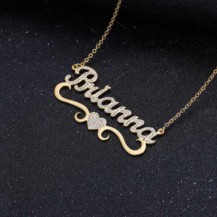 Frosted Heart Name Necklace