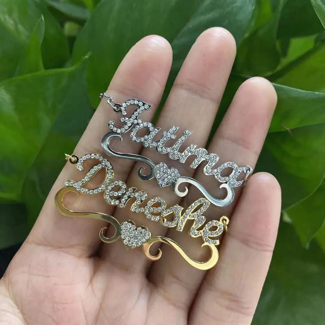 Frosted Heart Name Necklace