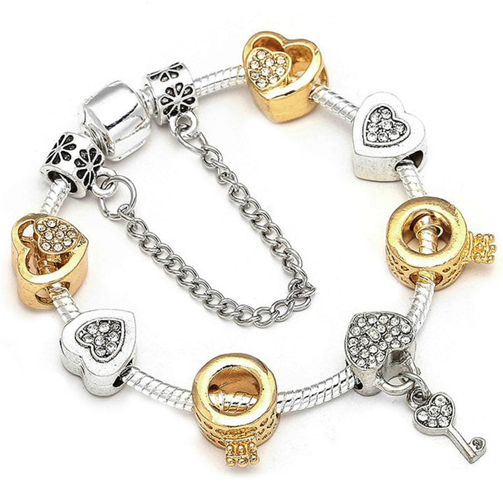 Heart Key Charm Bracelet'