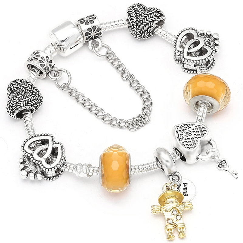 Heart Key Charm Bracelet'