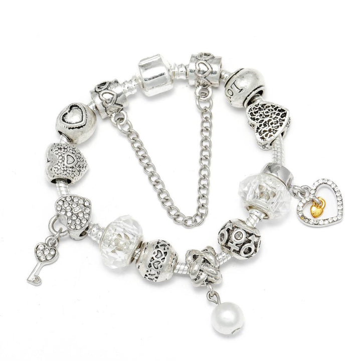 Heart Key Charm Bracelet'