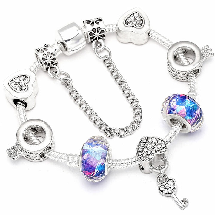 Heart Key Charm Bracelet'