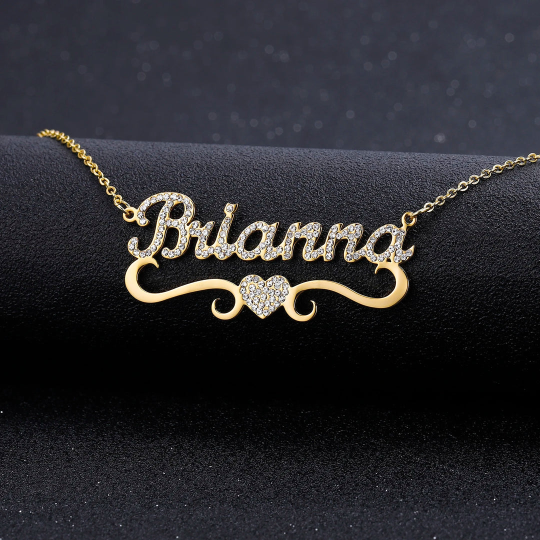 Frosted Heart Name Necklace
