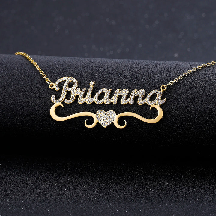 Frosted Heart Name Necklace
