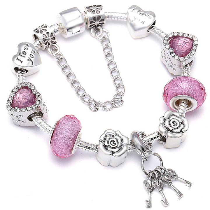 Heart Key Charm Bracelet'