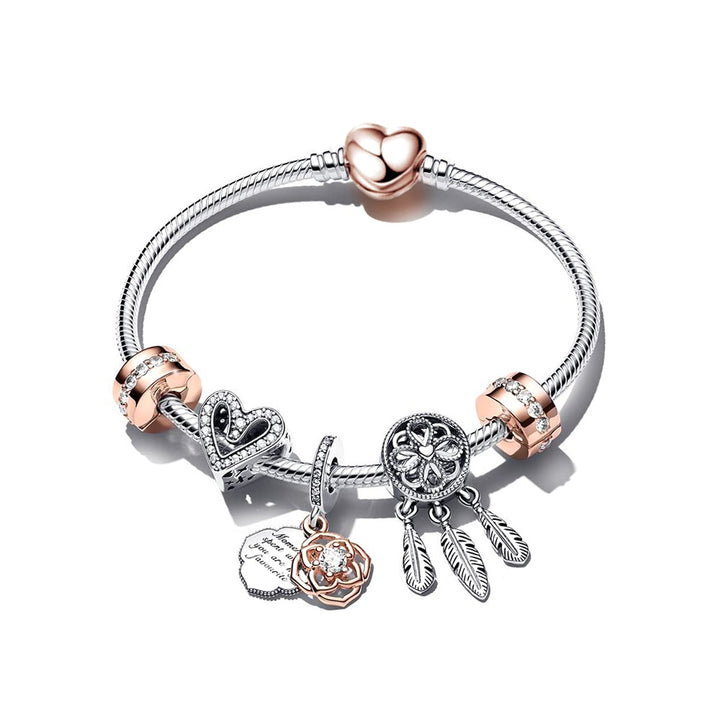 Heart Key Charm Bracelet'