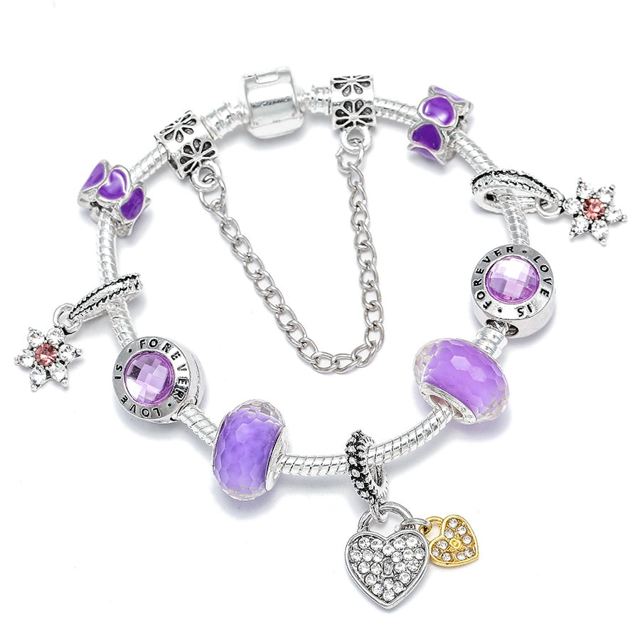 Heart Key Charm Bracelet'