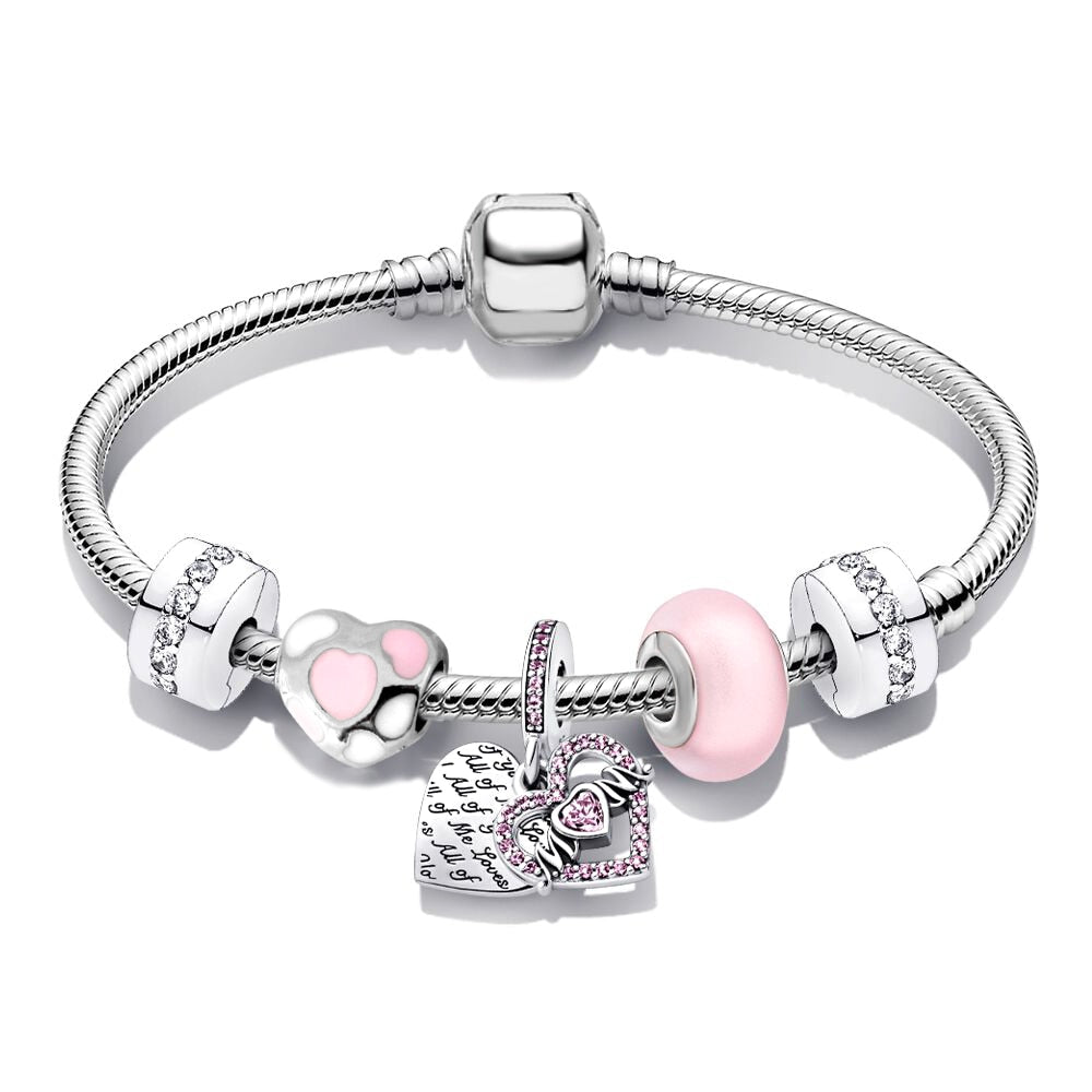 Heart Key Charm Bracelet'