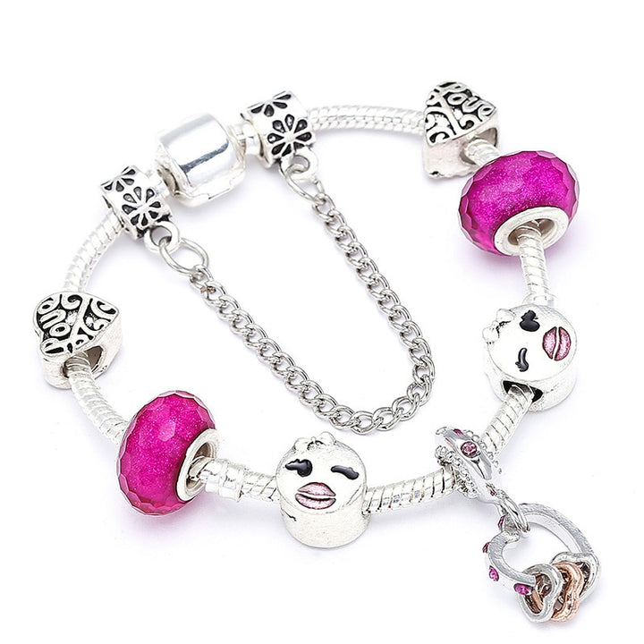 Heart Key Charm Bracelet'