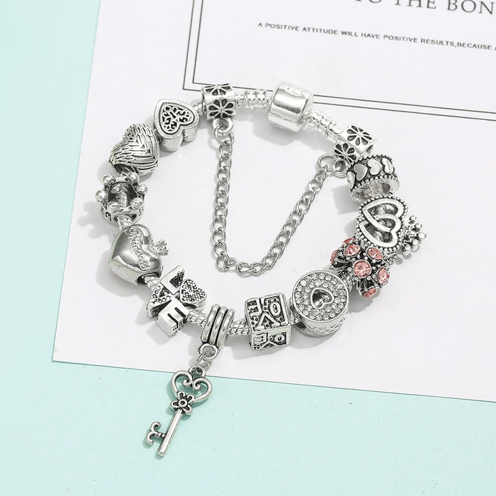 Heart Key Charm Bracelet'