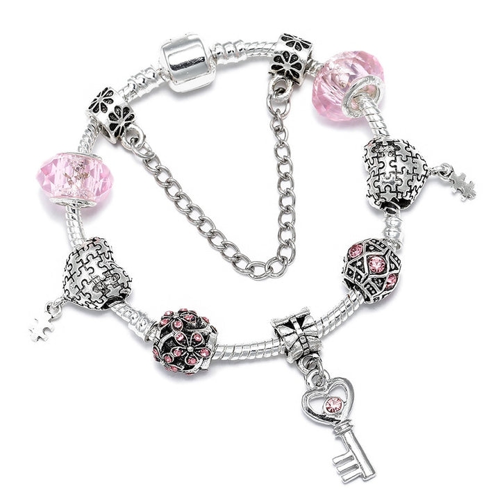 Heart Key Charm Bracelet'