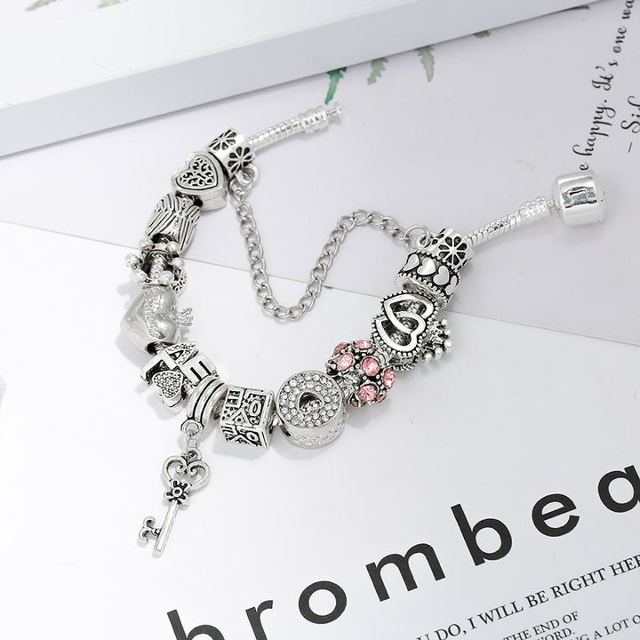 Heart Key Charm Bracelet'