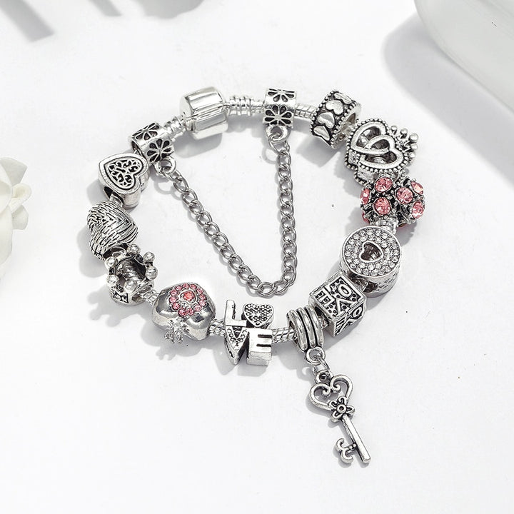 Heart Key Charm Bracelet'