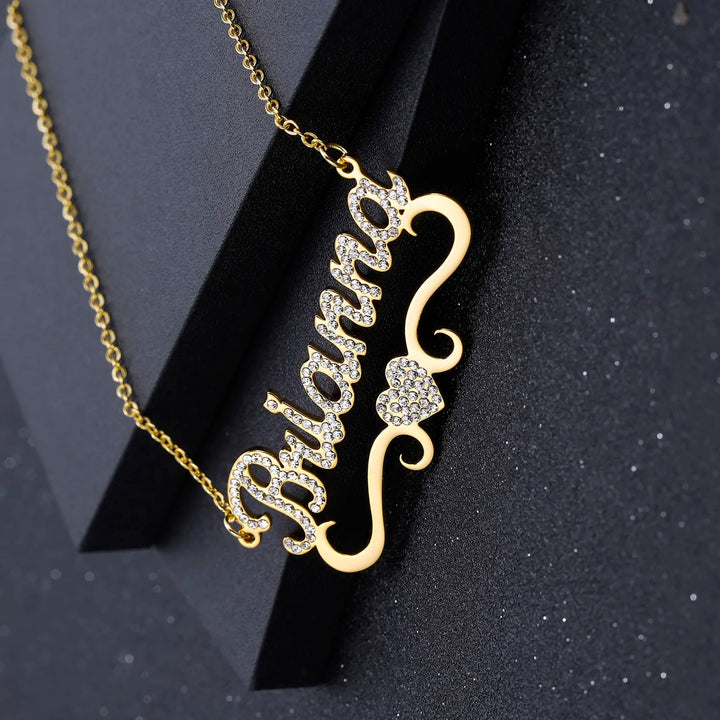 Frosted Heart Name Necklace