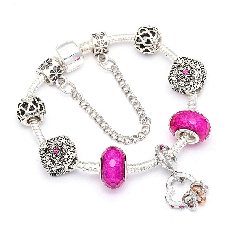 Heart Key Charm Bracelet'