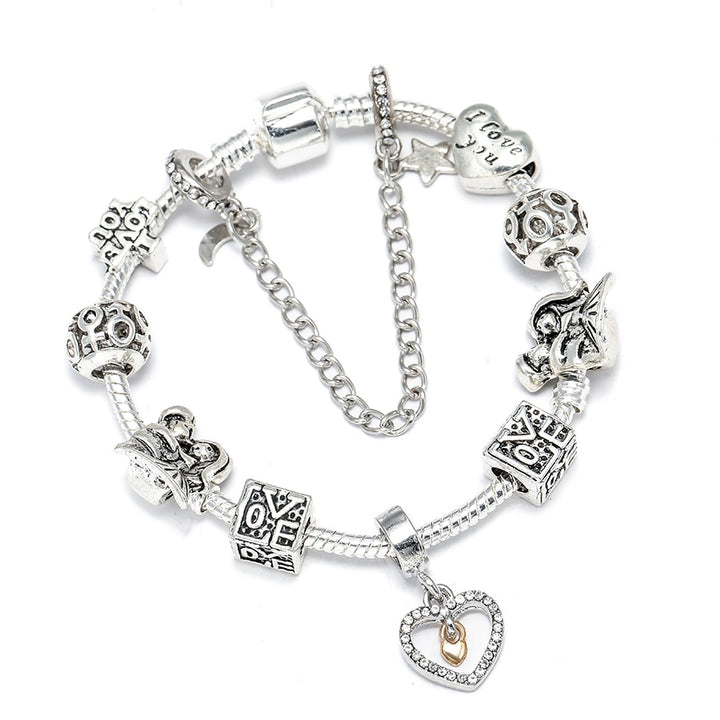 Heart Key Charm Bracelet'