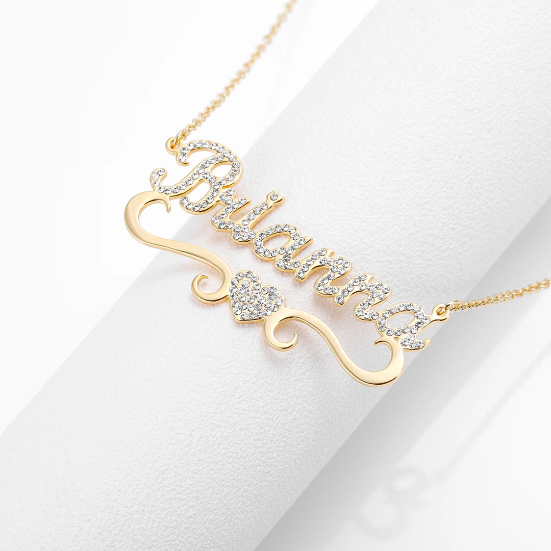 Frosted Heart Name Necklace