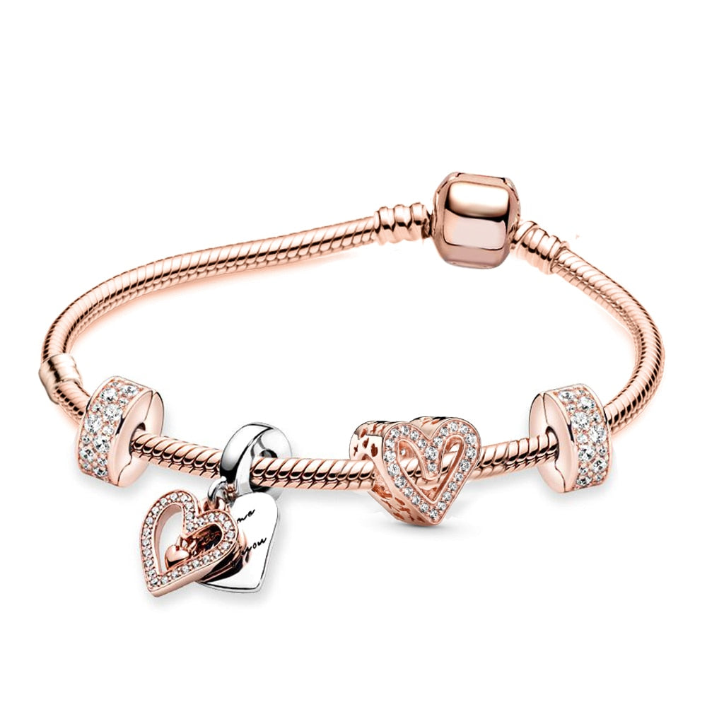 Heart Key Charm Bracelet'