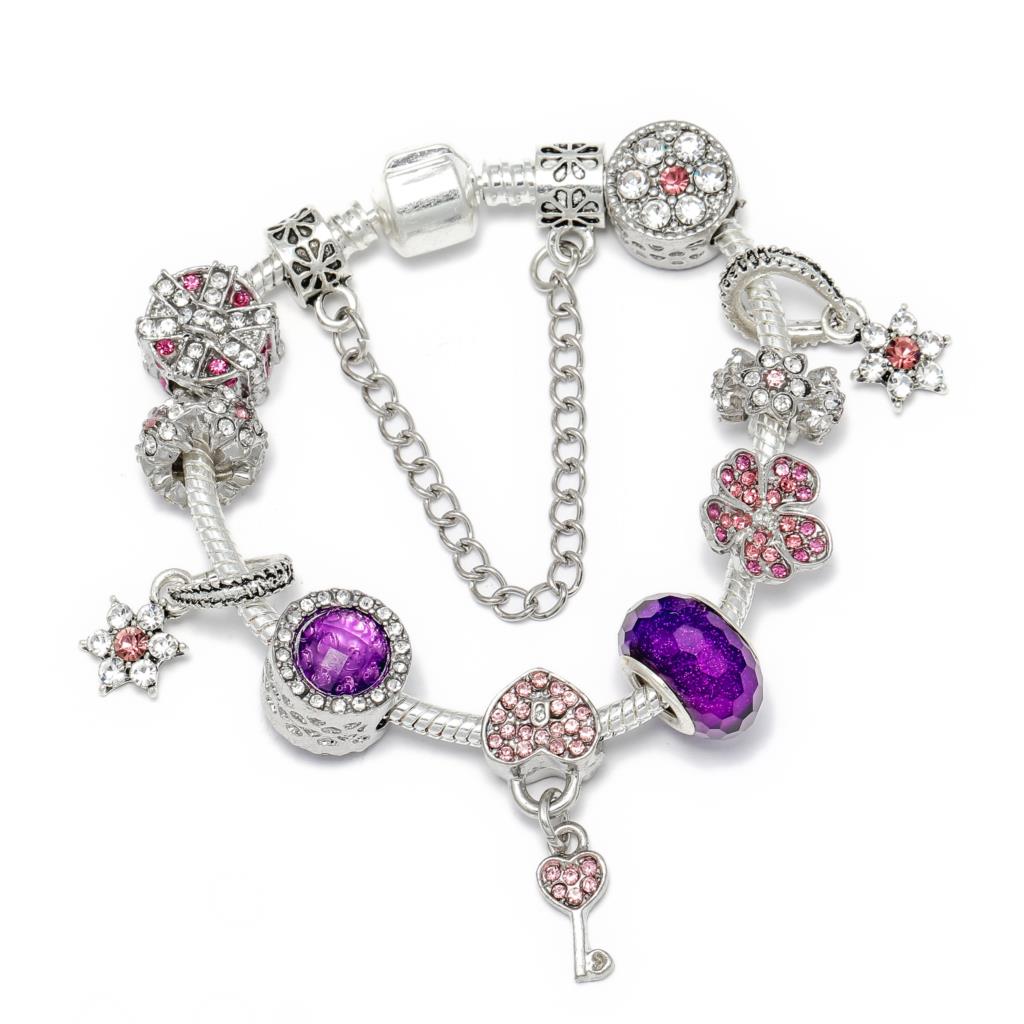 Heart Key Charm Bracelet'