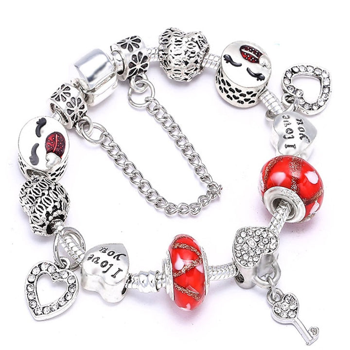 Heart Key Charm Bracelet'