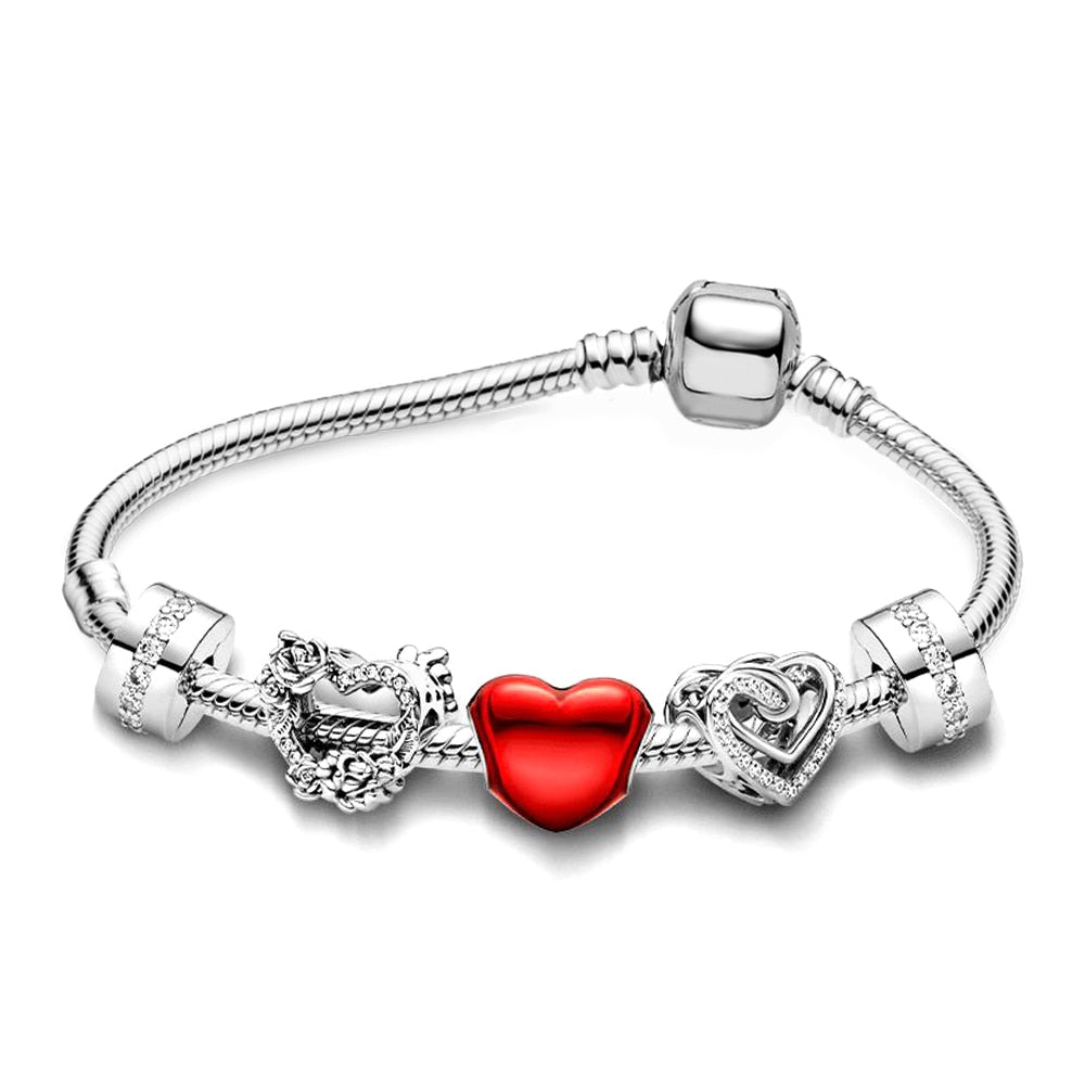 Heart Key Charm Bracelet'