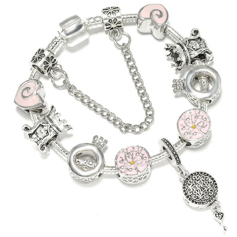 Heart Key Charm Bracelet'