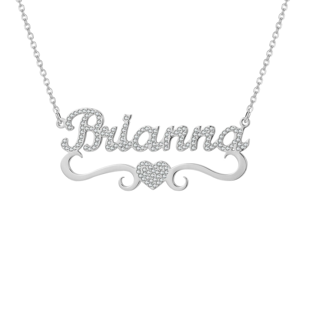 Frosted Heart Name Necklace