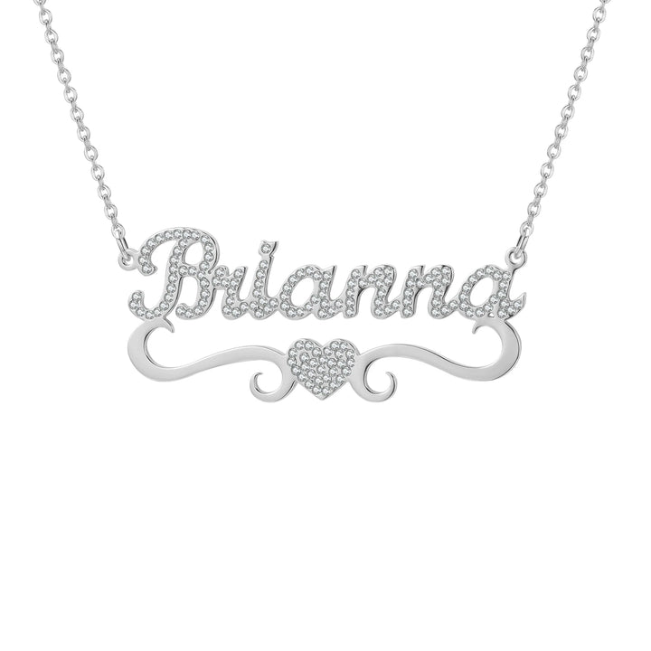 Frosted Heart Name Necklace
