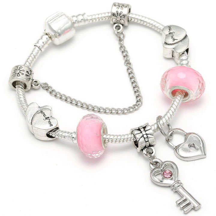 Heart Key Charm Bracelet'