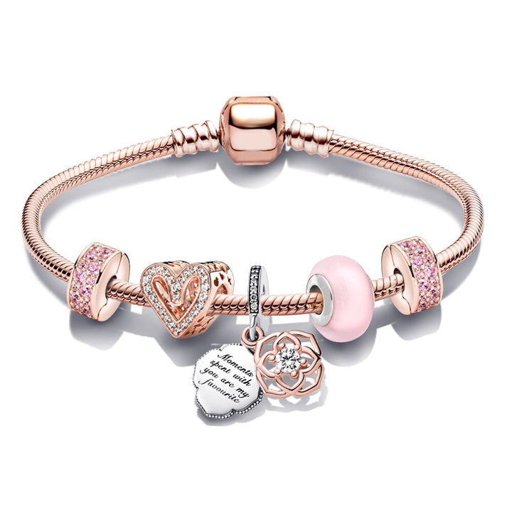 Heart Key Charm Bracelet'