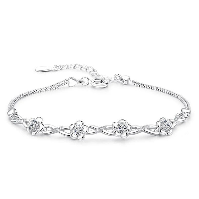 Crystal Floral Infinity Bracelet