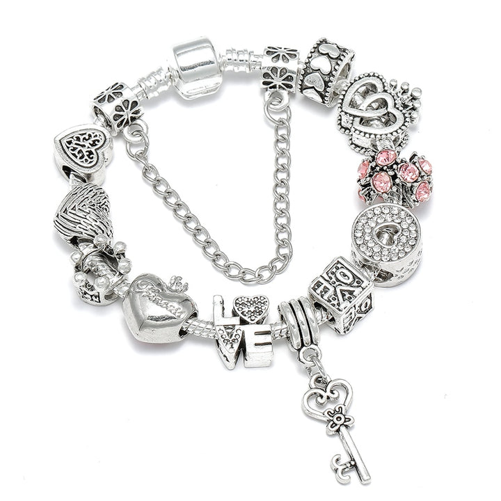 Heart Key Charm Bracelet'