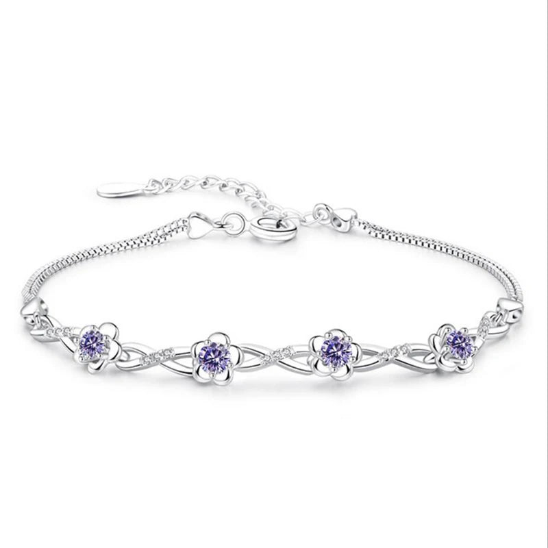 Crystal Floral Infinity Bracelet