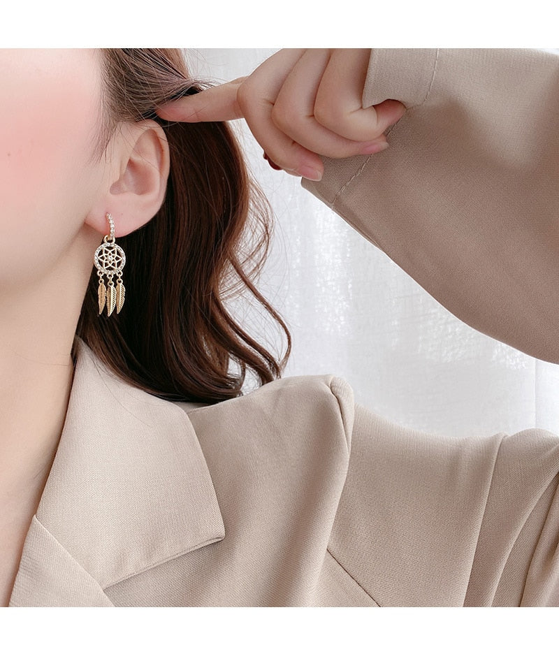 Dreamcatcher 14k Solid Gold Earrings