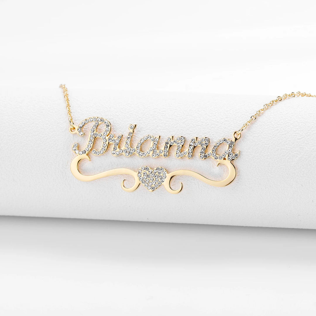 Frosted Heart Name Necklace