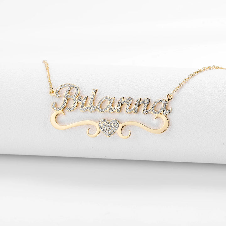 Frosted Heart Name Necklace