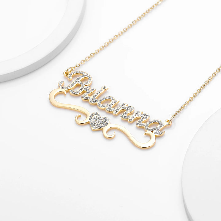 Frosted Heart Name Necklace