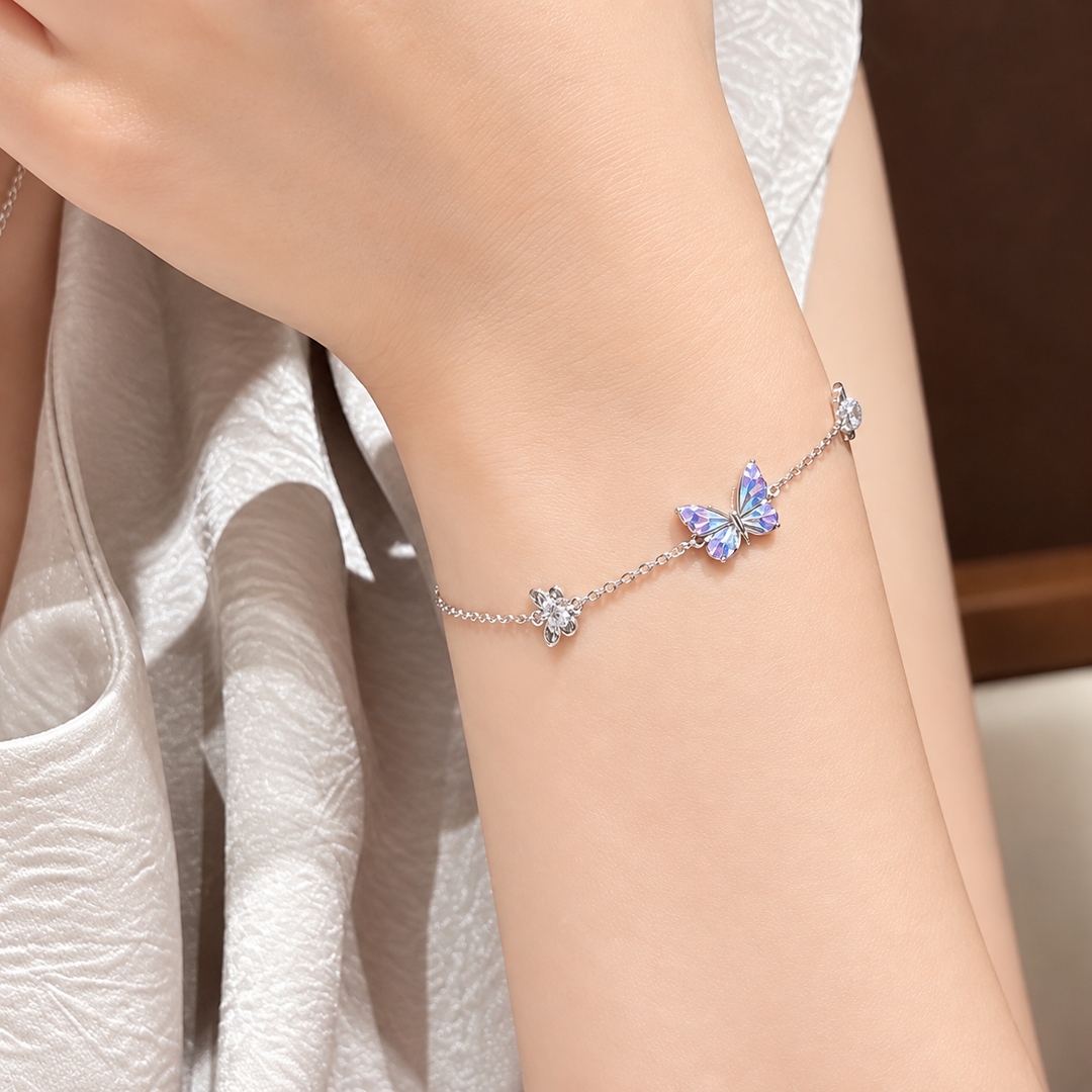 Parure Collier et Bracelet Breloque Papillon Lumineux